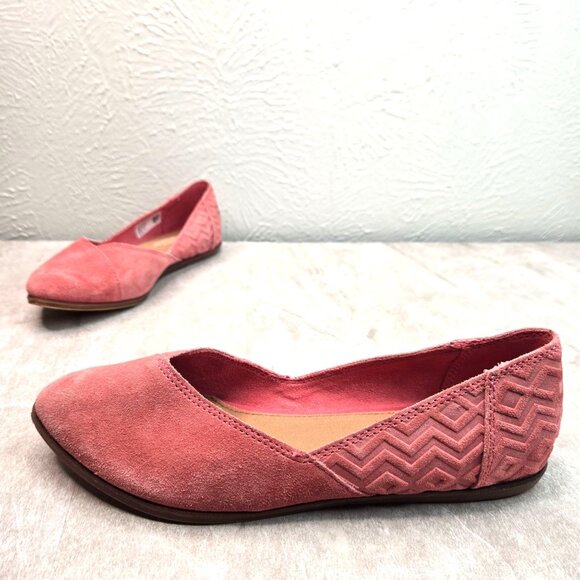 Toms Jutti Ballet Flats Coral Suede Pointed Toe Comfort Ballerina Shoes Size 8 - Picture 1 of 10
